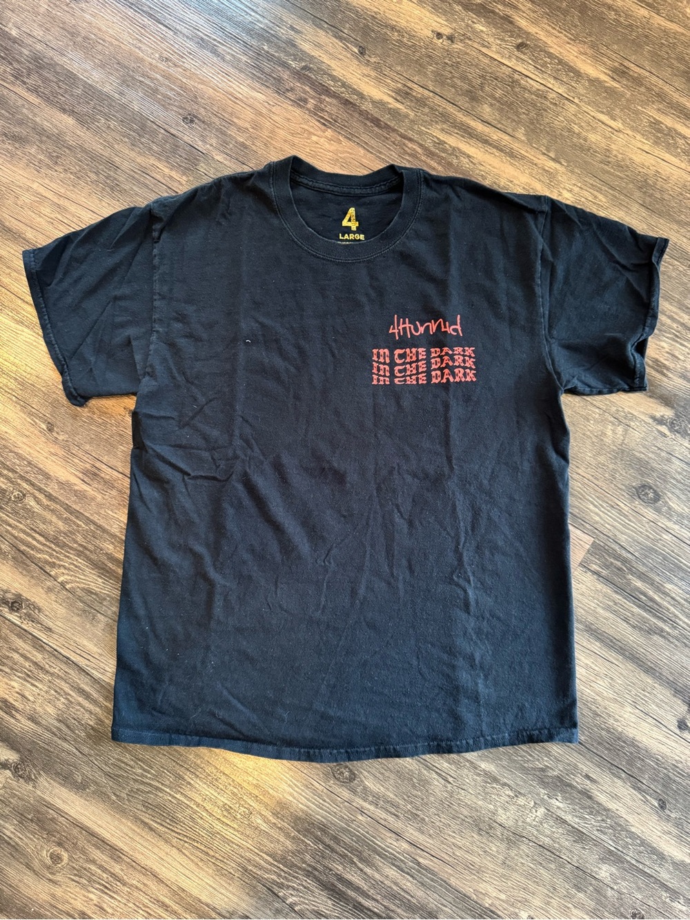 4hunred Black Short-Sleeve Graphic Tee with Red Chest Print